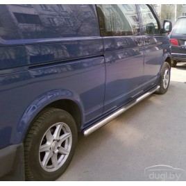 Боковые пороги (трубы) с площадками для Volkswagen Transporter T5
